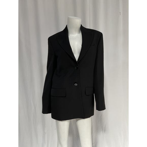 Acne Studios Black 'Net Sustain' Recycled Grain De Poudre Blazer Size 32 - Picture 2 of 5